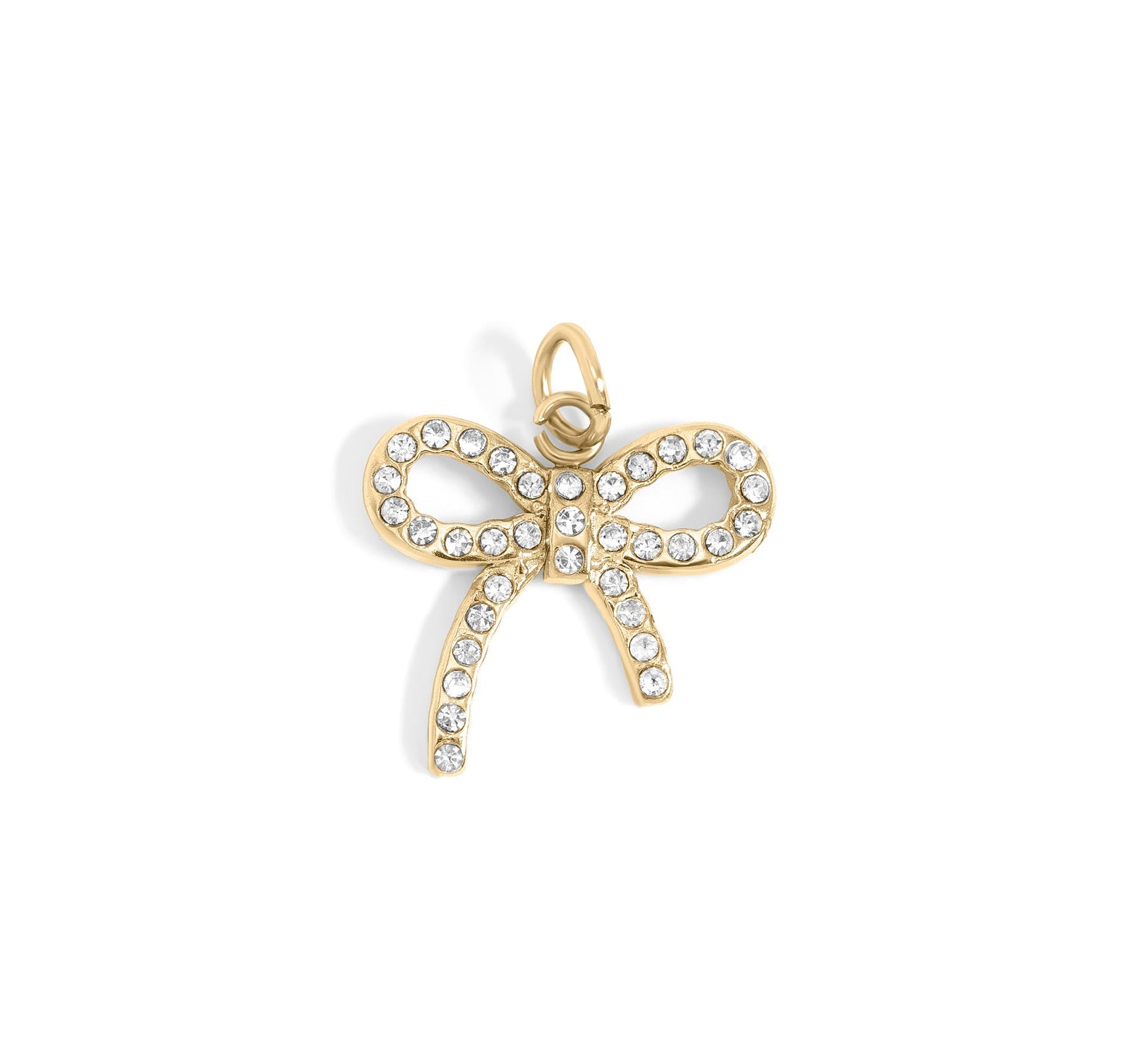 Stainless Steel Bow Charm – Sparkling Rhinestone Bracelet Pendant | Hypoallergenic Jewelry Gift