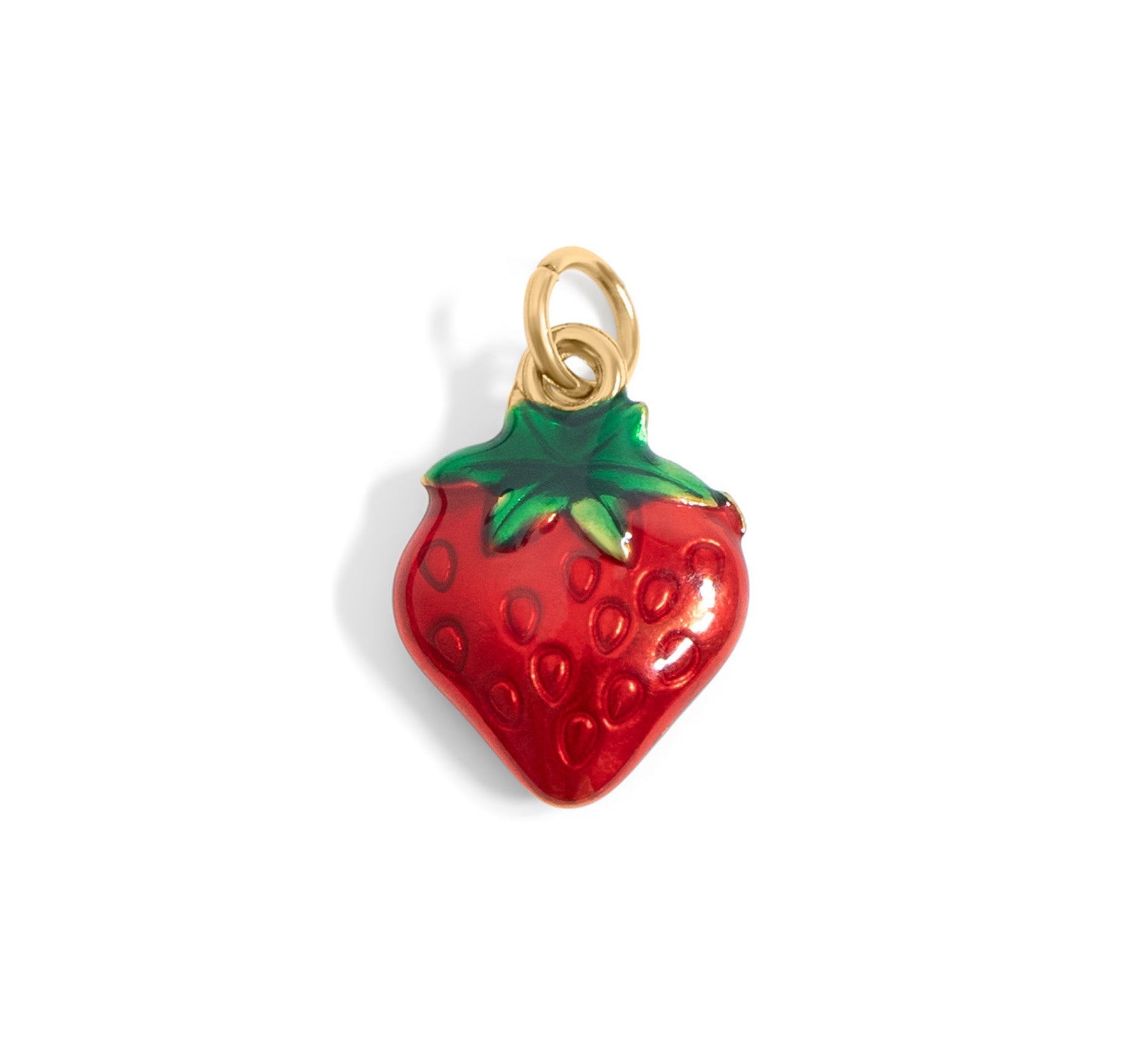 18K Gold Strawberry Charm – Stainless Steel Epoxy Fruit Pendant | Non Tarnish Finish