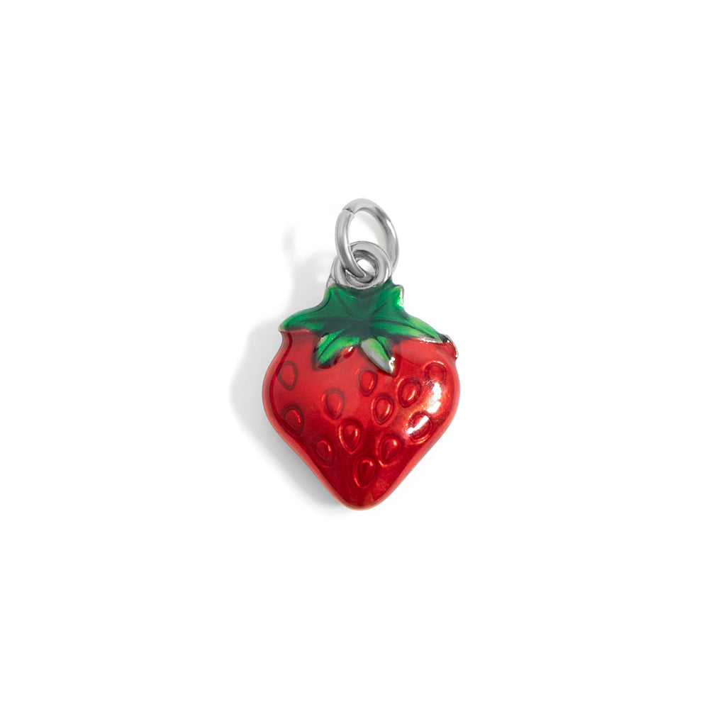 18K Gold Strawberry Charm – Stainless Steel Epoxy Fruit Pendant | Non Tarnish Finish