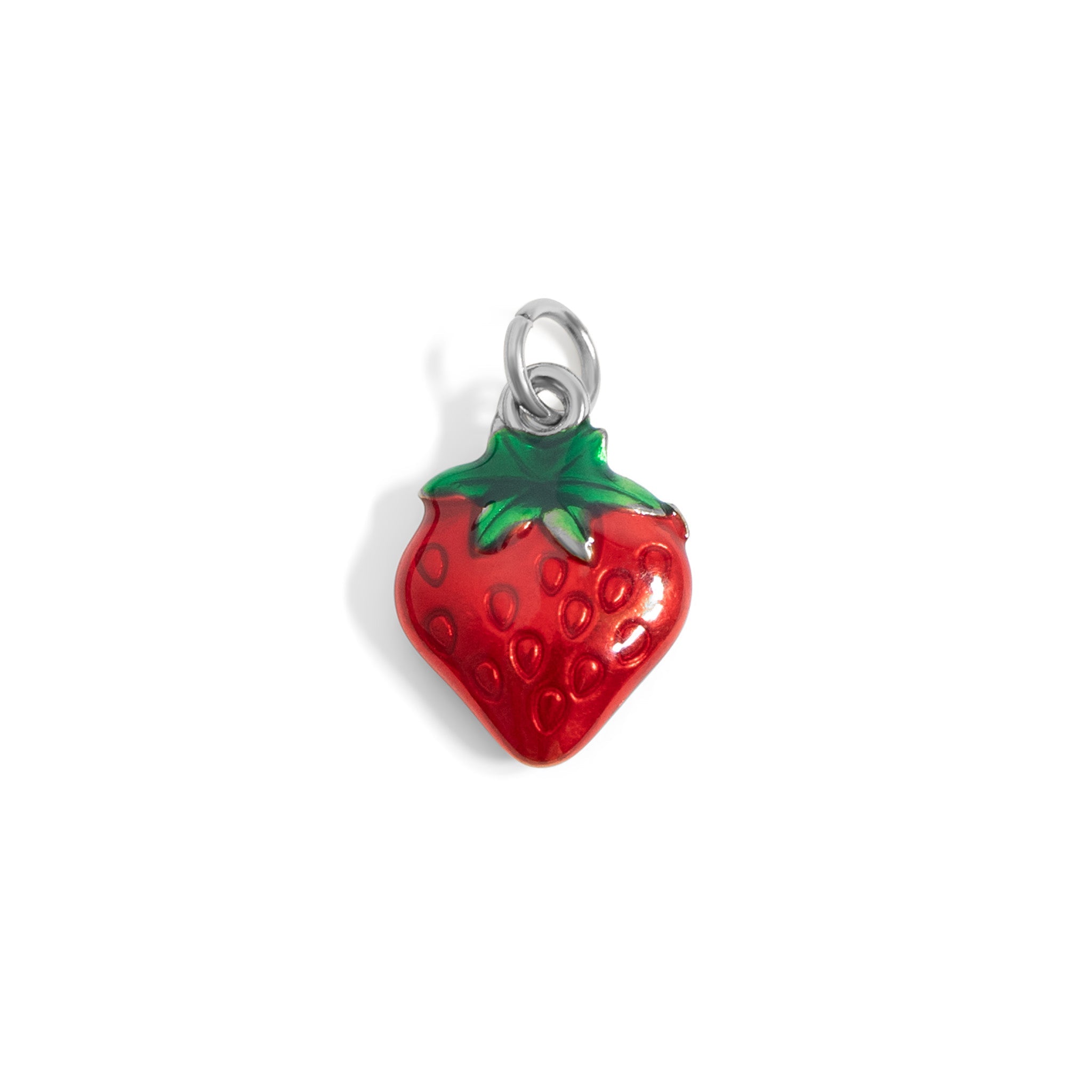 18K Gold Strawberry Charm – Stainless Steel Epoxy Fruit Pendant | Non Tarnish Finish