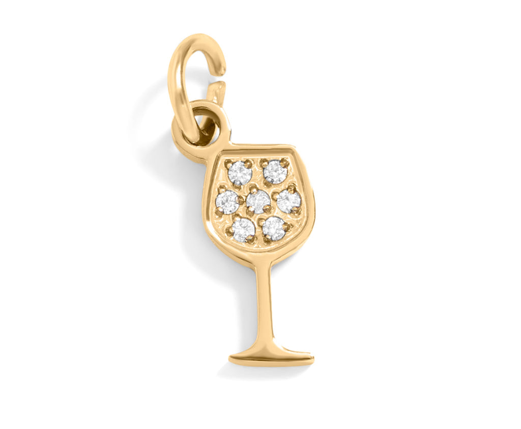Gold Wine Glass Charm – 18K PVD Coated Stainless Steel Hypoallergenic Jewelry