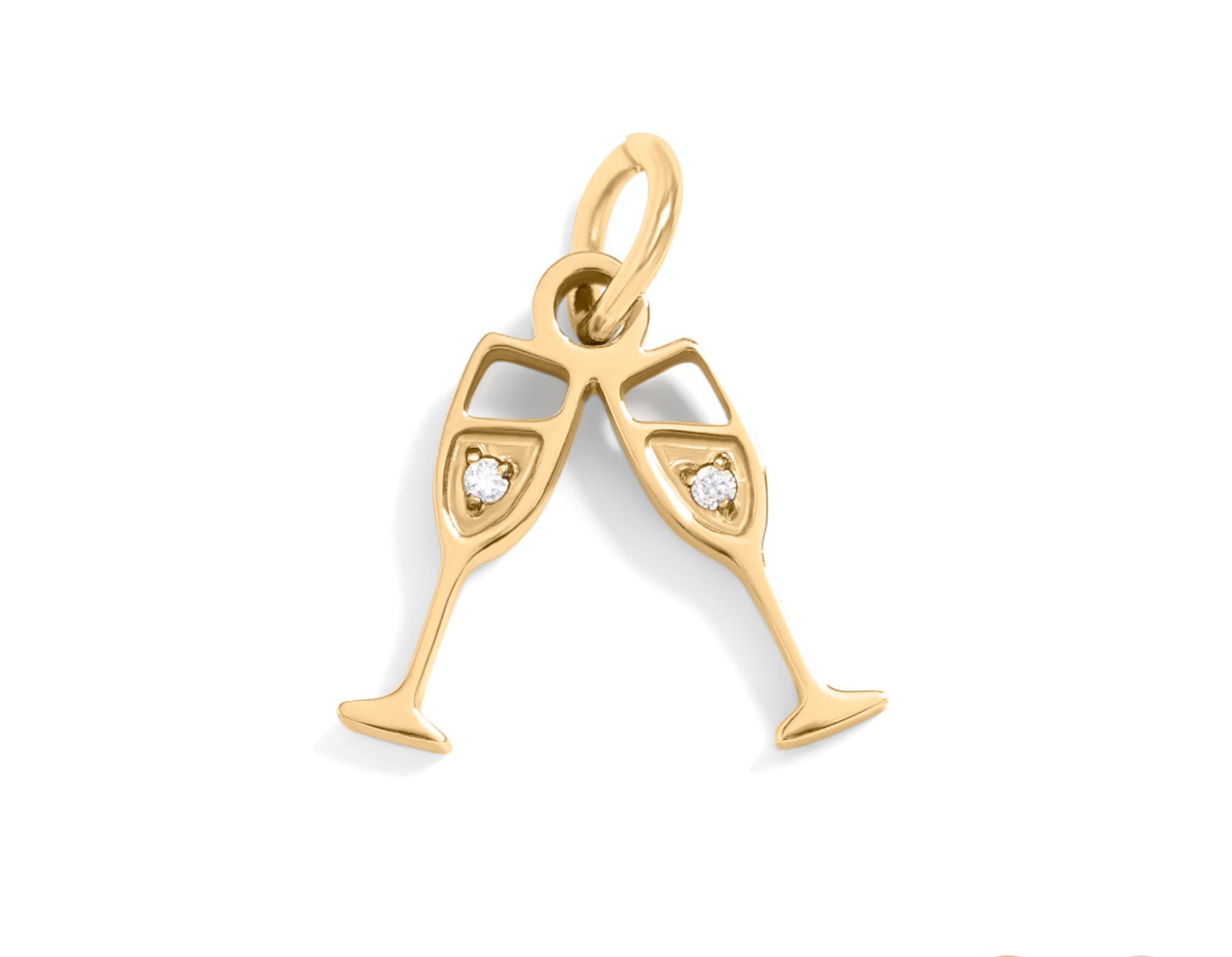 18K Gold Charm – Stainless Steel Champagne Cheers Pendant | Hypoallergenic, Scratch Resistant