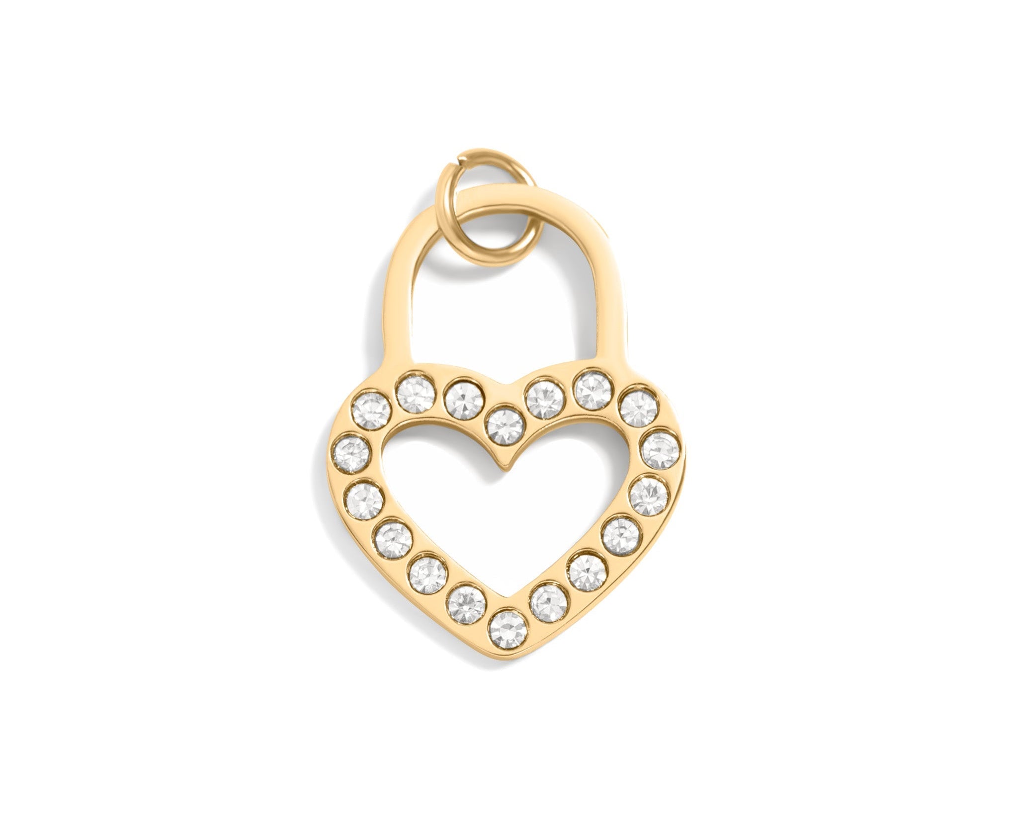 Heart Padlock Charm – 18K Gold Stainless Steel Stone Pendant for Everyday Wear