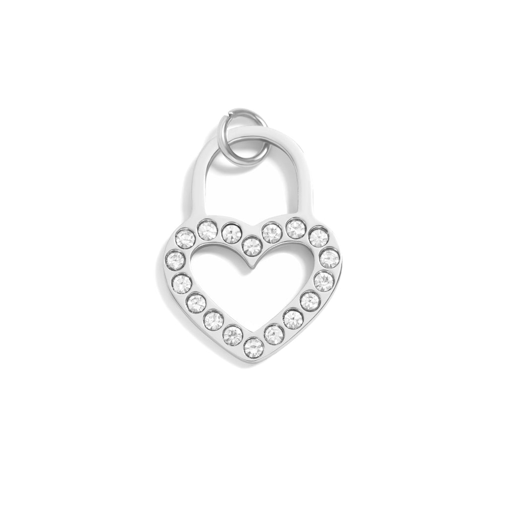 Heart Padlock Charm – 18K Gold Stainless Steel Stone Pendant for Everyday Wear