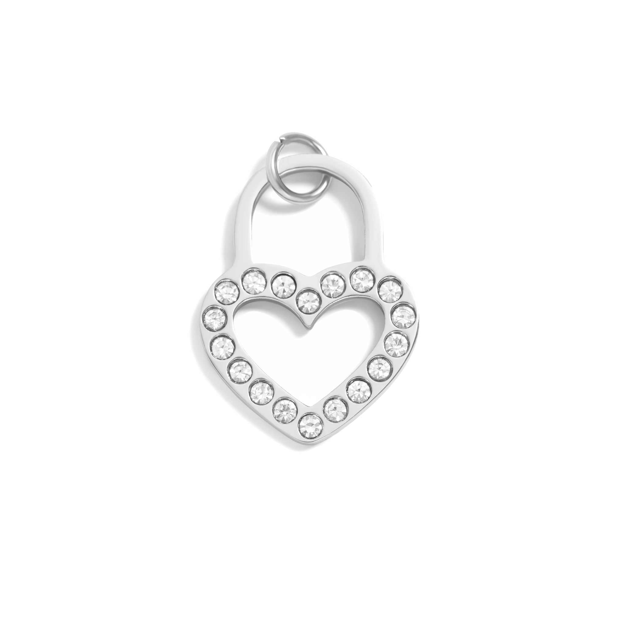 Heart Padlock Charm – 18K Gold Stainless Steel Stone Pendant for Everyday Wear