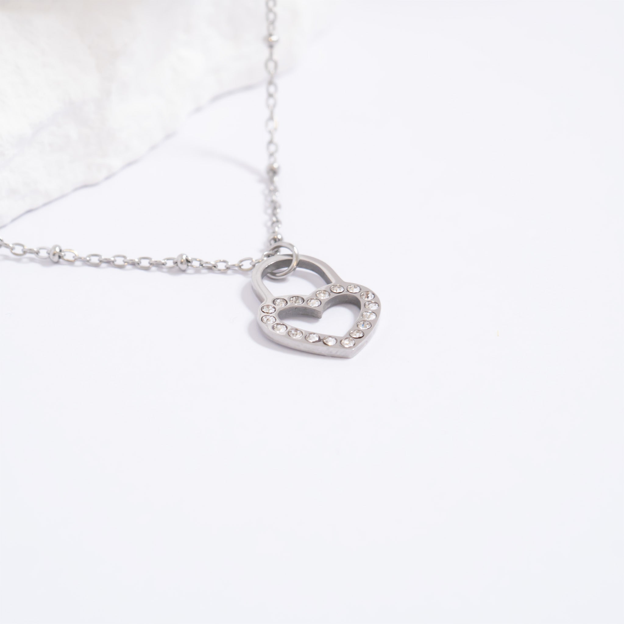 Heart Padlock Charm – 18K Gold Stainless Steel Stone Pendant for Everyday Wear