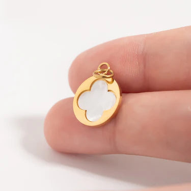 18K Gold PVD Stainless Pearl Floral Charm