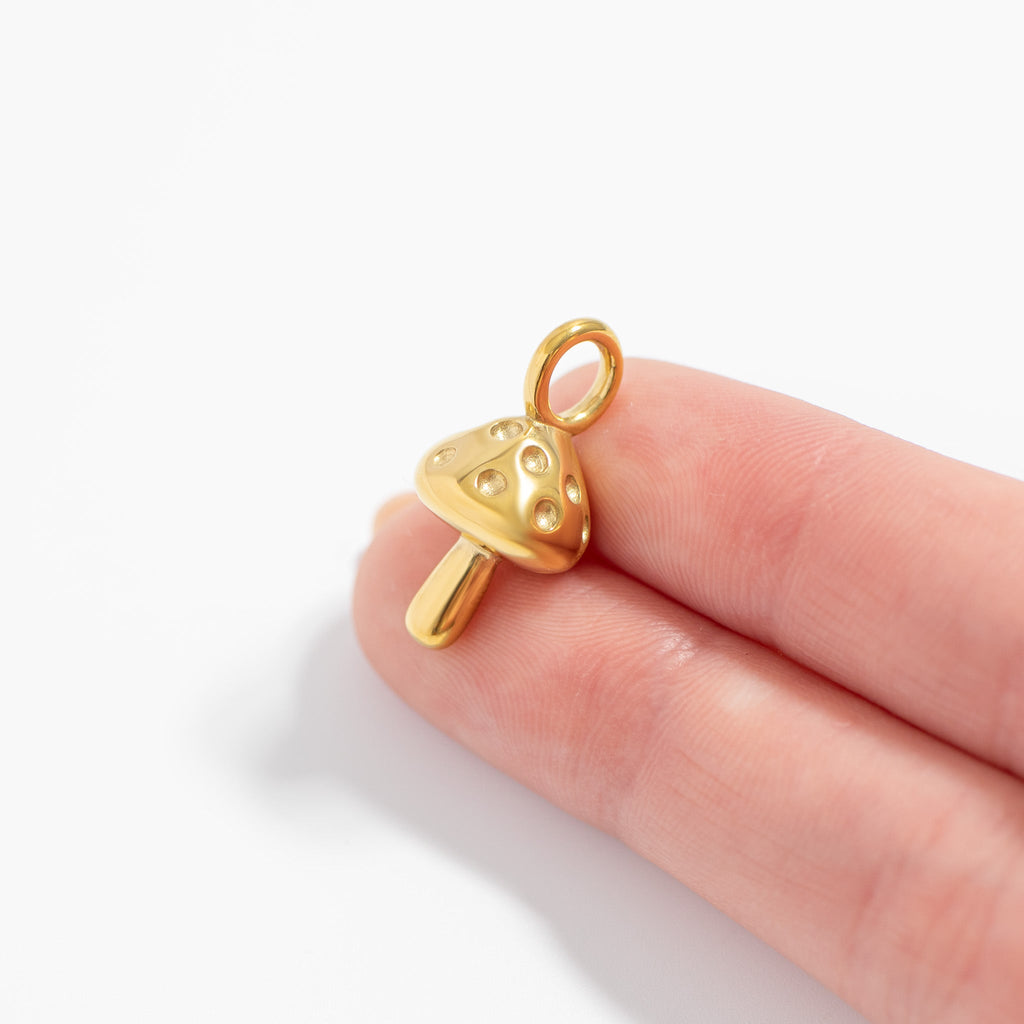 Gold Mushroom Charm – 18K Gold Pendant | Hypoallergenic Stainless Steel Jewelry