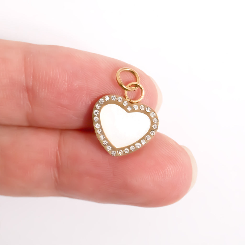 18K Gold Heart Charm – Stainless Steel Pearl Pendant | Hypoallergenic Romantic Jewelry Gift