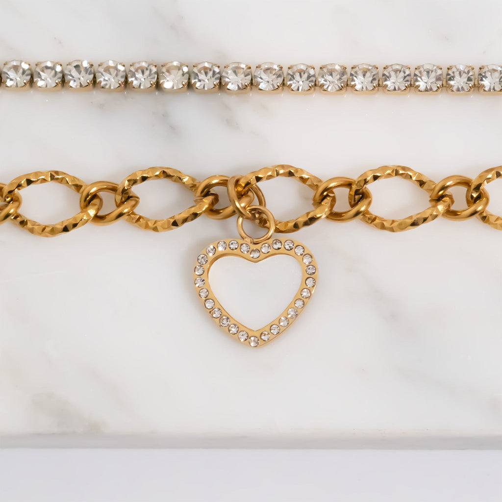18K Gold Heart Charm – Stainless Steel Pearl Pendant | Hypoallergenic Romantic Jewelry Gift