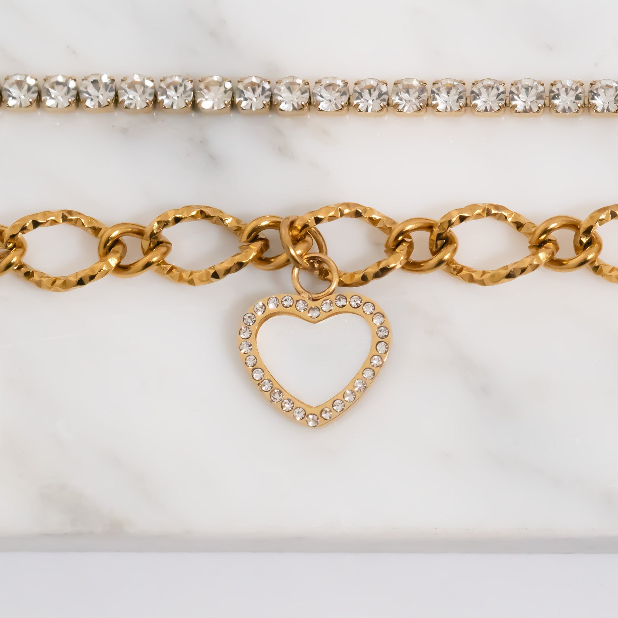 18K Gold Heart Charm – Stainless Steel Pearl Pendant | Hypoallergenic Romantic Jewelry Gift