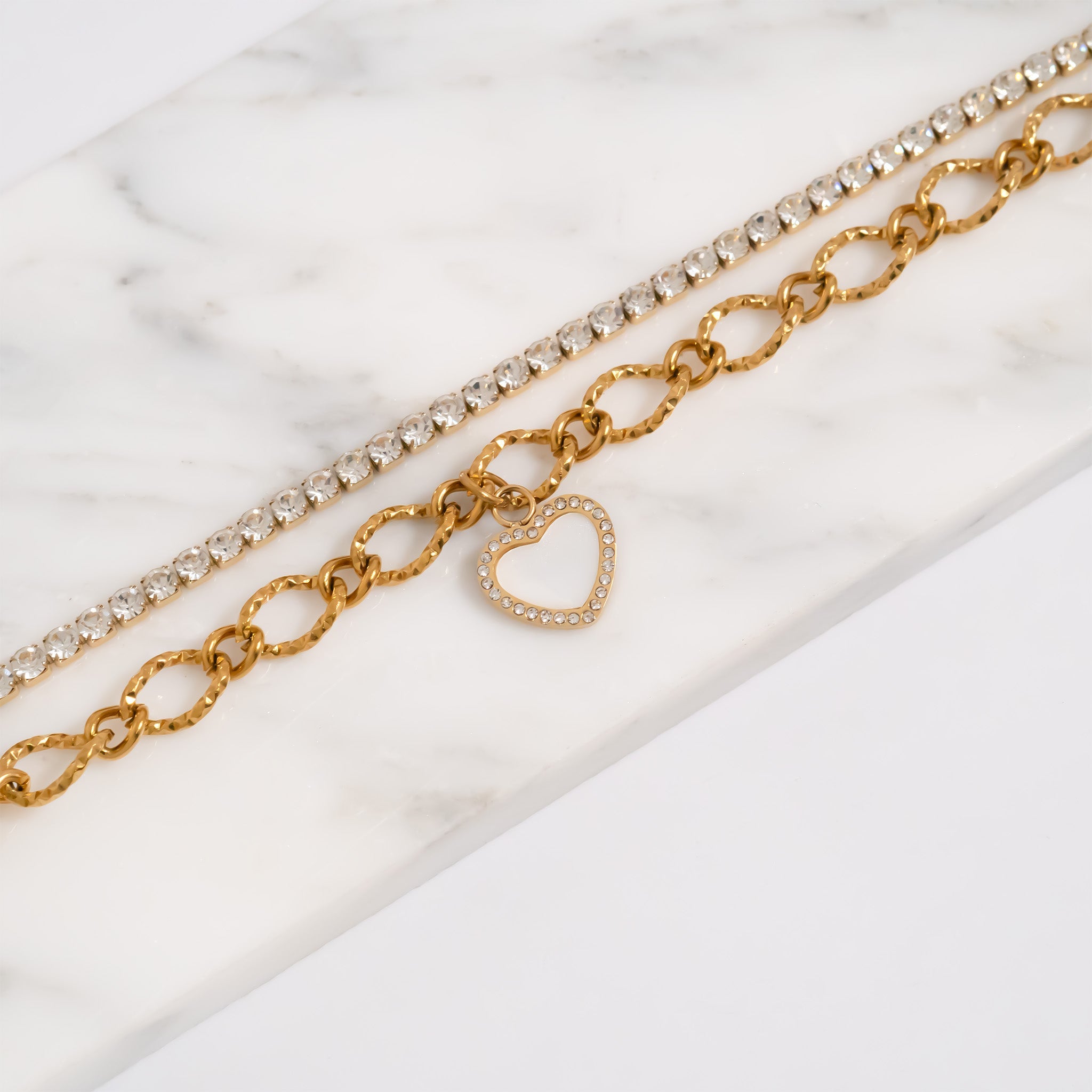 18K Gold Heart Charm – Stainless Steel Pearl Pendant | Hypoallergenic Romantic Jewelry Gift