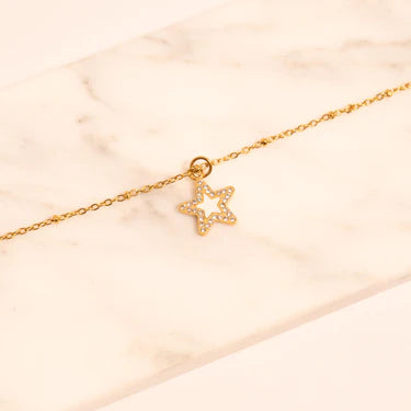 18K Gold PVD Stainless Steel Pearl Star Charm