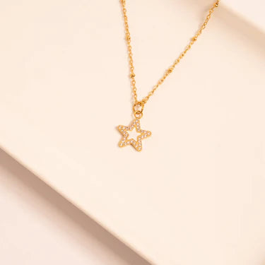 18K Gold PVD Stainless Steel Pearl Star Charm