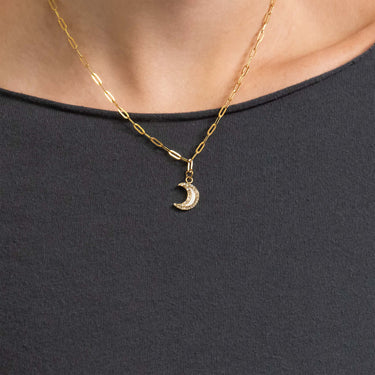 18K Gold PVD Stainless Steel Pearl Moon Charm