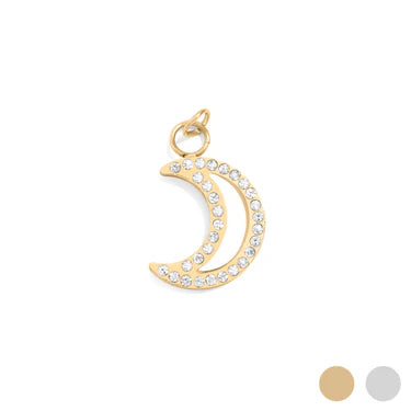 18K Gold PVD Stainless Steel Pearl Moon Charm