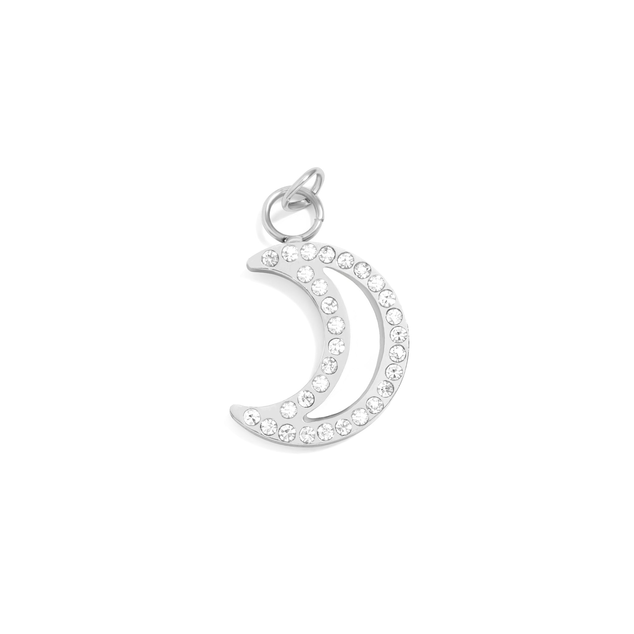 Gold Moon Charm – 18K Gold PVD Stainless Steel Crescent Pendant with Pearl Inlay