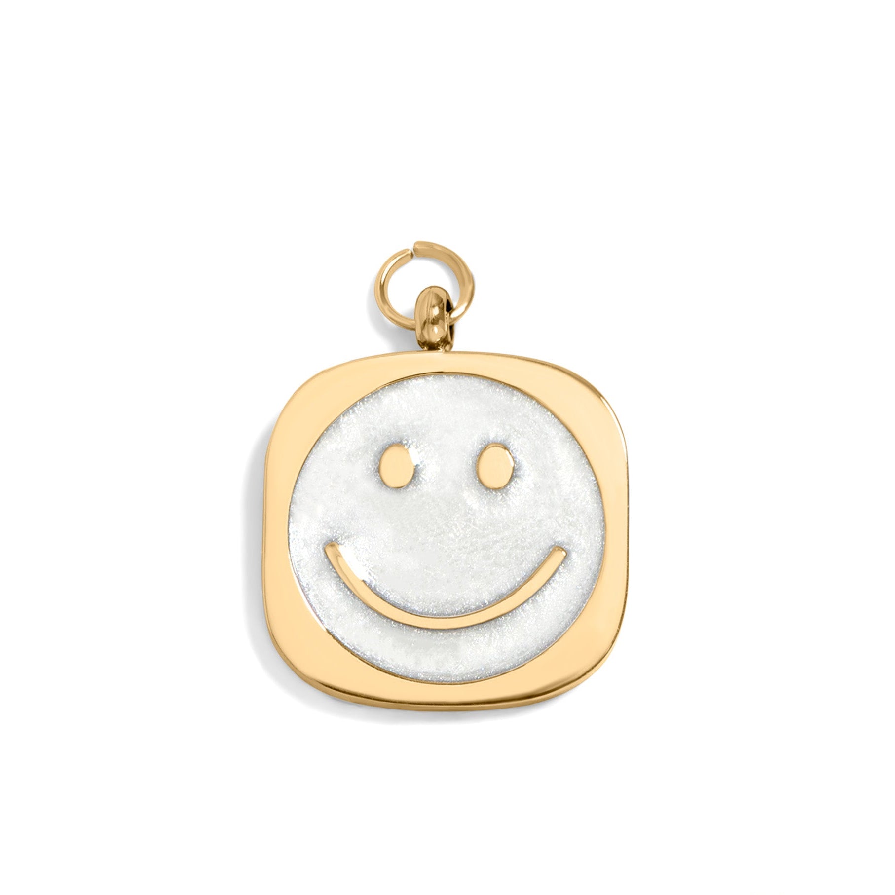 Gold Smiley Charm – Durable Stainless Steel Pearl Inlay 18K Gold Jewelry Accessory
