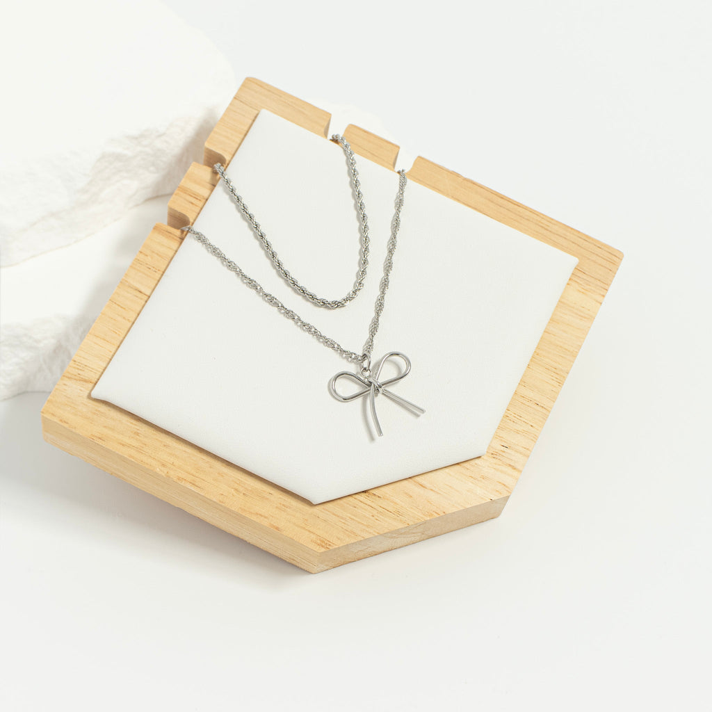 18K Gold Bow Charm – Hypoallergenic Stainless Steel Thin Bow Pendant Jewelry