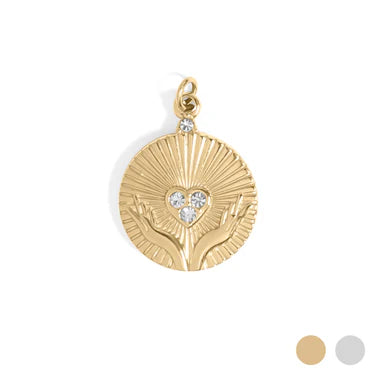18K Gold PVD Stainless Steel Open Hands Pendant