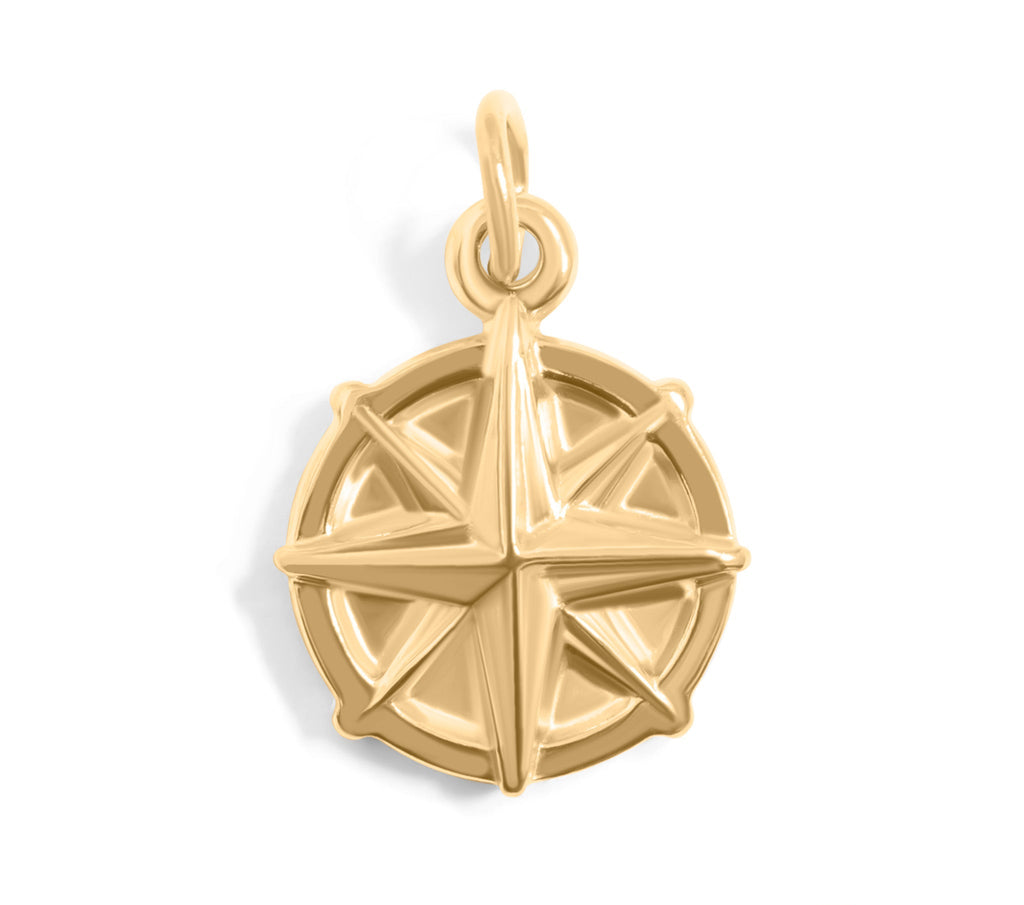 Gold Compass Charm – Stylish 18K PVD Gold Pendant | Hypoallergenic Stainless Steel Jewelry