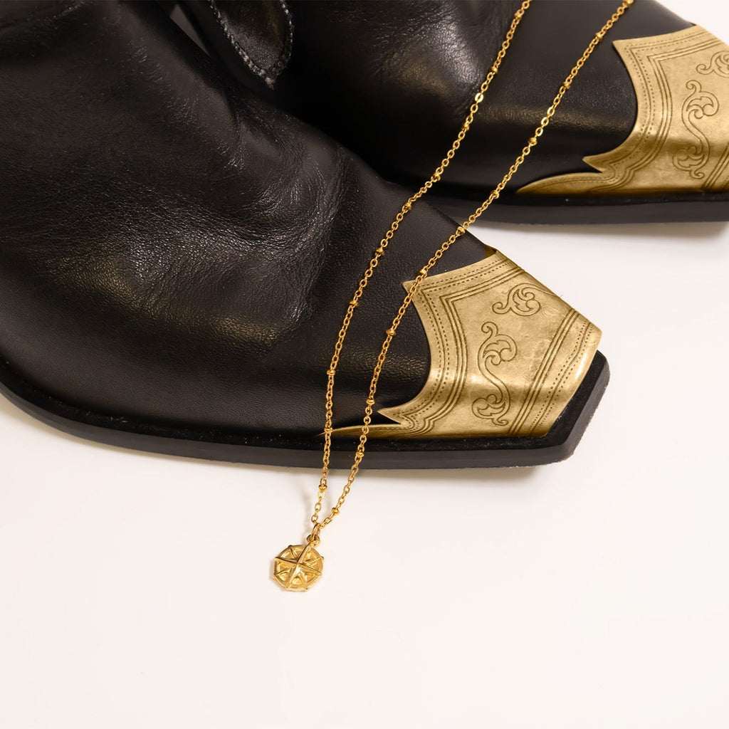 Gold Compass Charm – Stylish 18K PVD Gold Pendant | Hypoallergenic Stainless Steel Jewelry