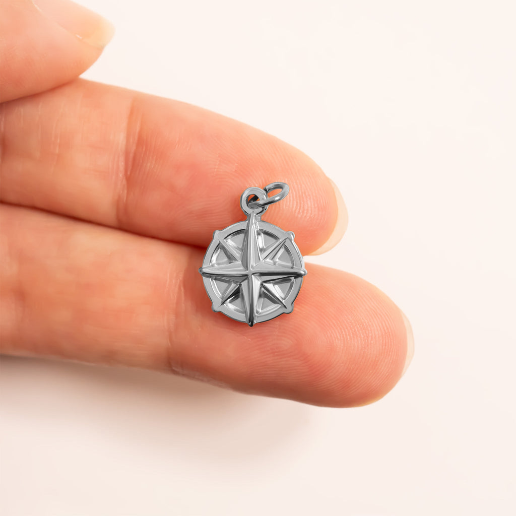 Gold Compass Charm – Stylish 18K PVD Gold Pendant | Hypoallergenic Stainless Steel Jewelry