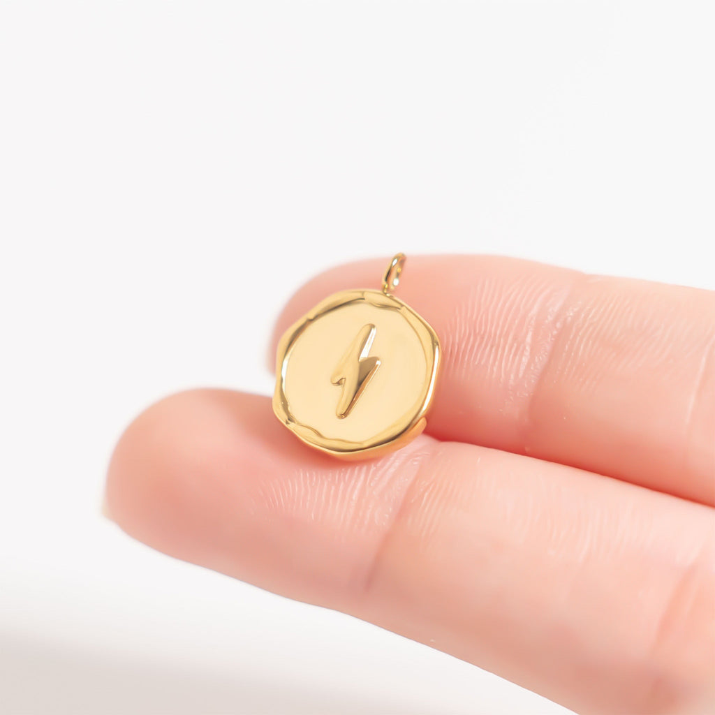 Gold Lightning Pendant - 18K Gold Charm | Hypoallergenic Stainless Steel Jewelry