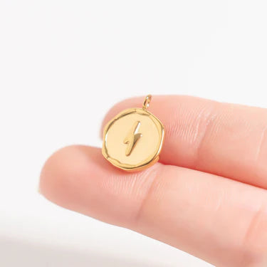 18K Gold PVD Stainless Steel Lightning Bolt Pendant