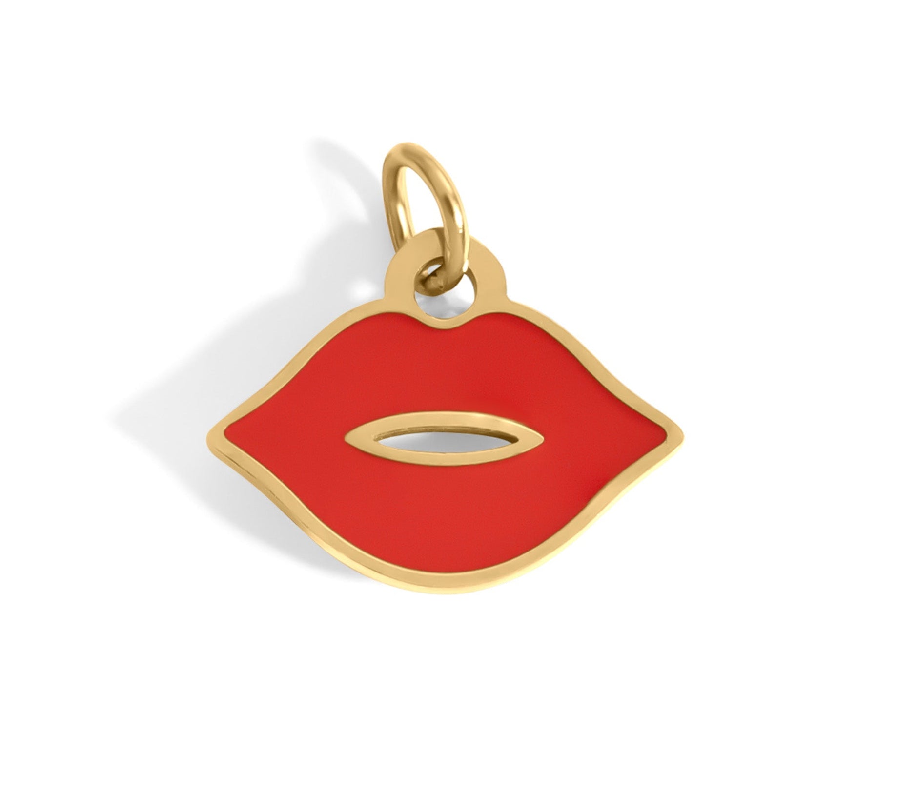 18K Gold Lips Charm – Hypoallergenic Stainless Steel Flirty Lip Pendant for Bracelet