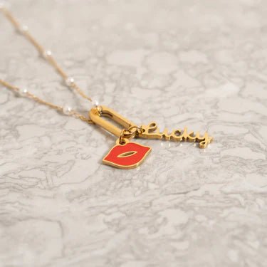 18K Gold PVD Stainless Steel Lips Charm