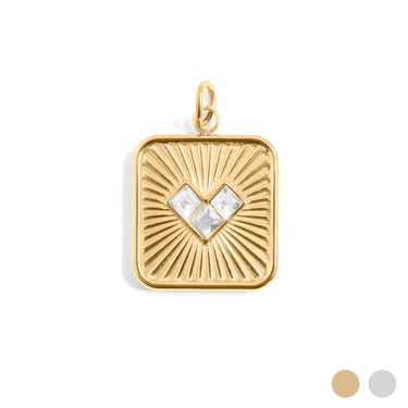 18K Gold PVD Stainless Steel Stone Heart Pendant