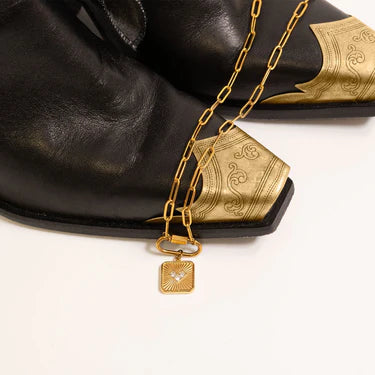 18K Gold PVD Stainless Steel Stone Heart Pendant