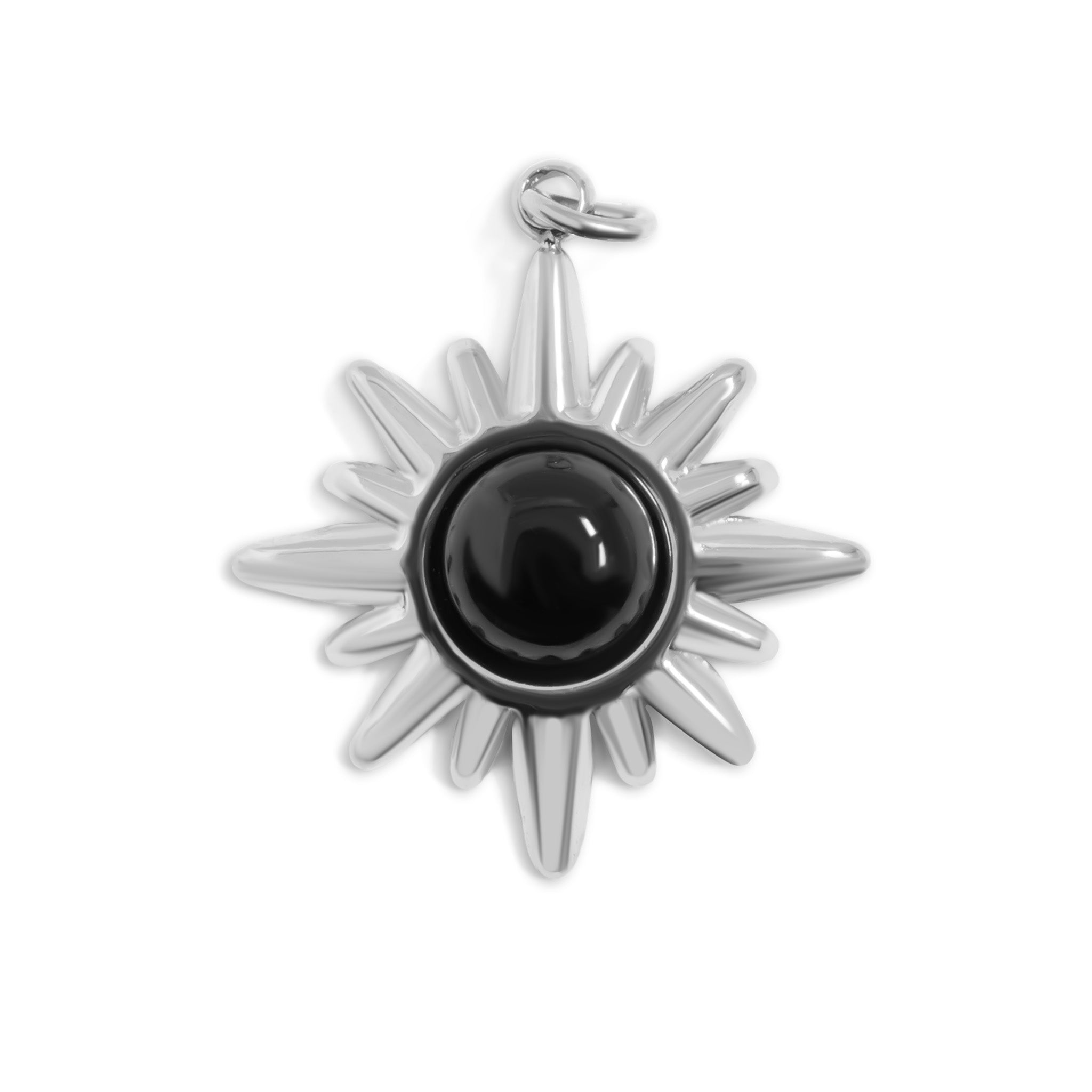 Gold Stainless Steel Pendant – Black Stone Charm | 18K Gold PVD Coating Hypoallergenic Jewelry