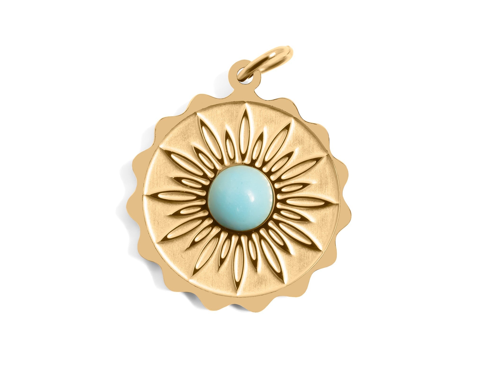Gold Turquoise Pendant – 18K Gold Necklace | Waterproof Stainless Steel Charm