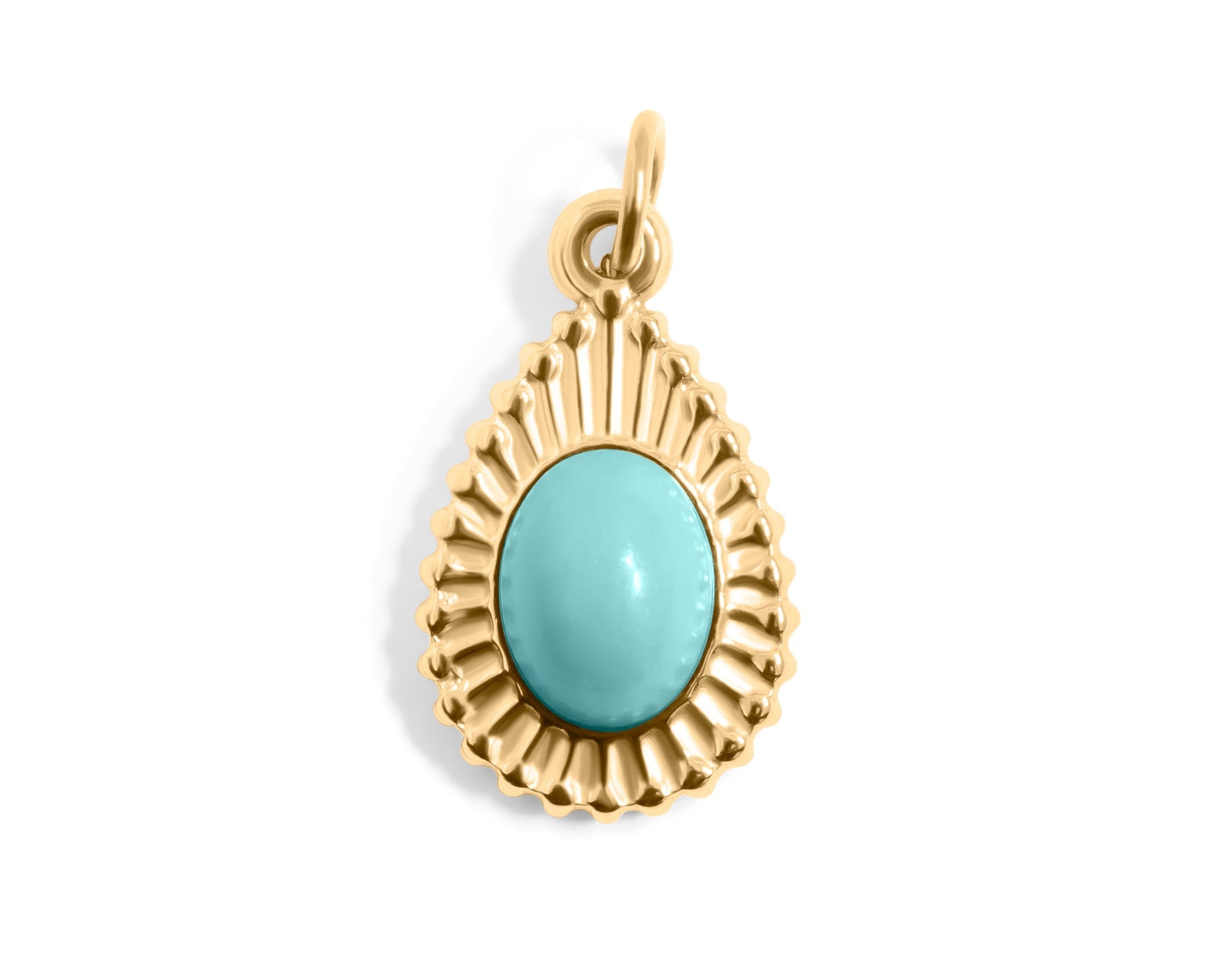 Turquoise Teardrop Charm – 18K Gold Pendant | Stainless Steel Bracelet Jewelry