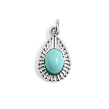18K Gold PVD Stainless Steel Turquoise Tear Drop Charm