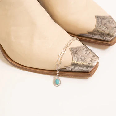 18K Gold PVD Stainless Steel Turquoise Tear Drop Charm