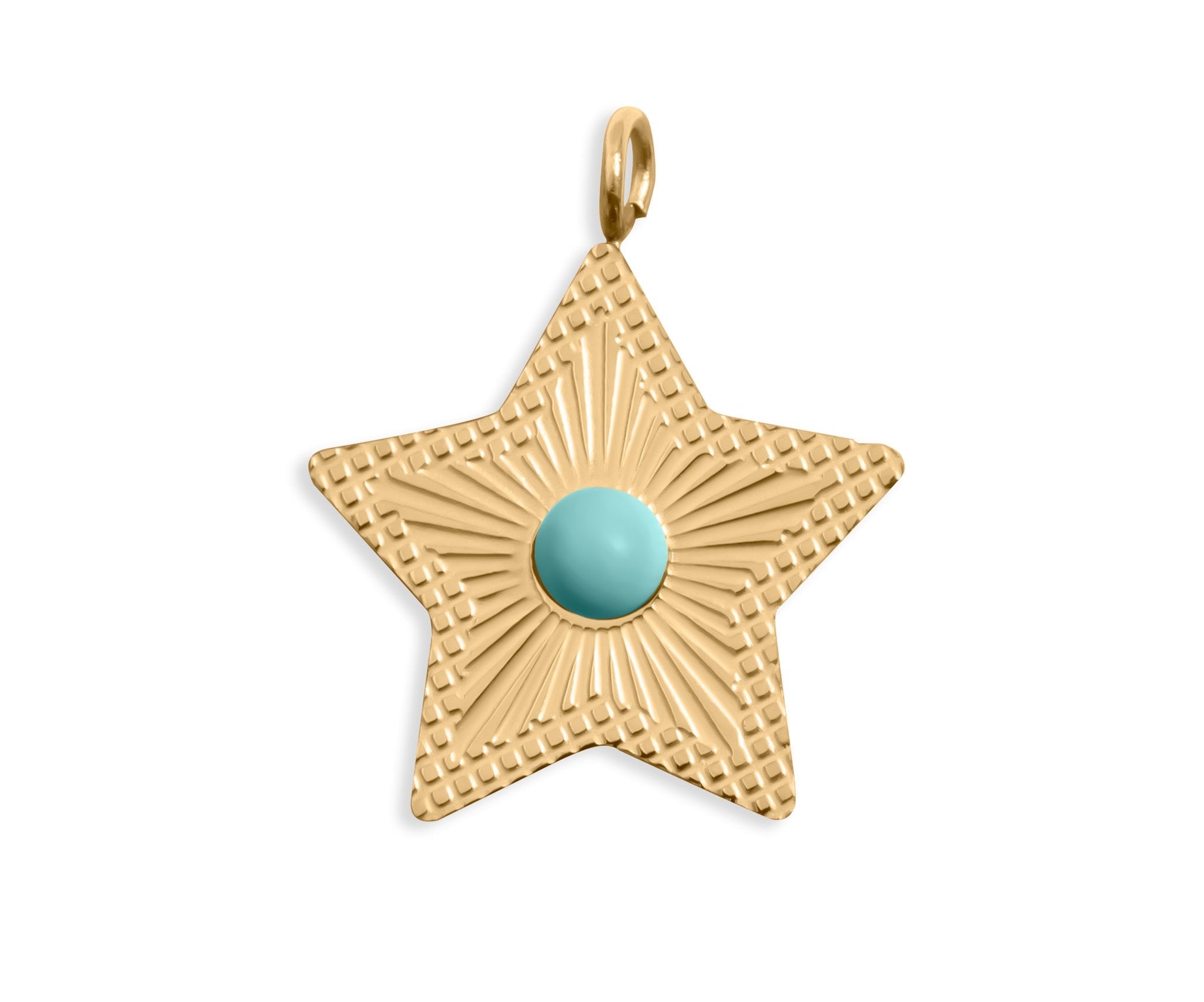 Turquoise Star Charm – 18K Gold Pendant | Hypoallergenic Stainless Steel Jewelry