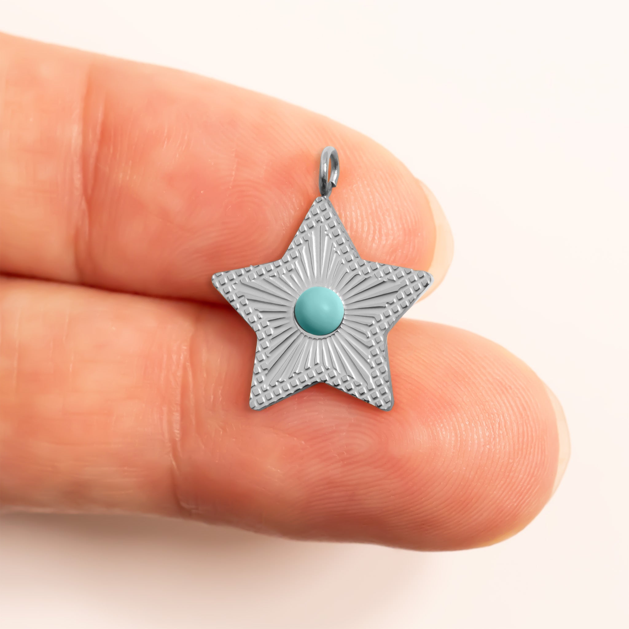 Turquoise Star Charm – 18K Gold Pendant | Hypoallergenic Stainless Steel Jewelry