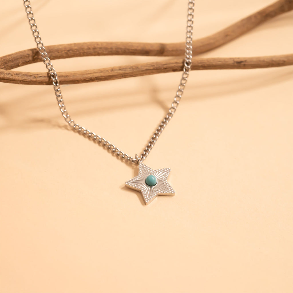 Turquoise Star Charm – 18K Gold Pendant | Hypoallergenic Stainless Steel Jewelry