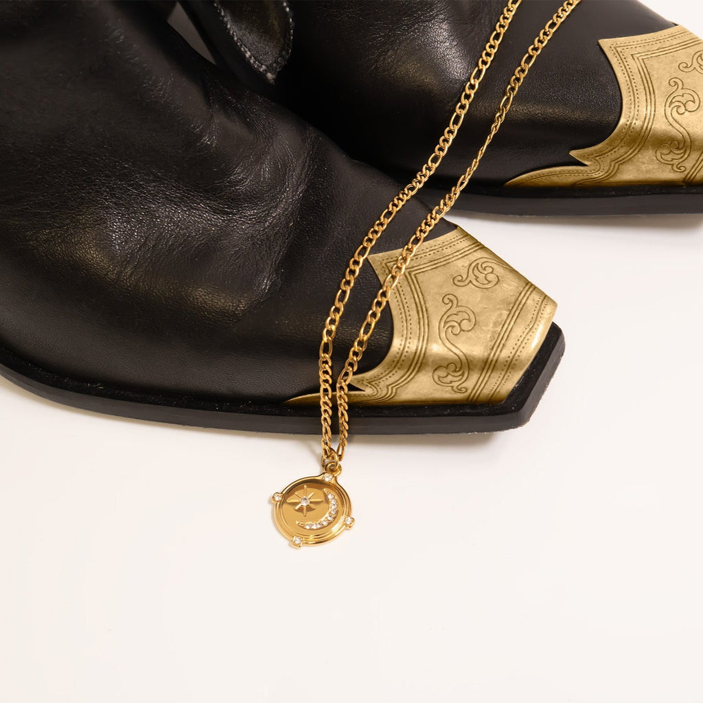 18K Gold Pendant – Moon And Star Charm | Celestial Layering Jewelry