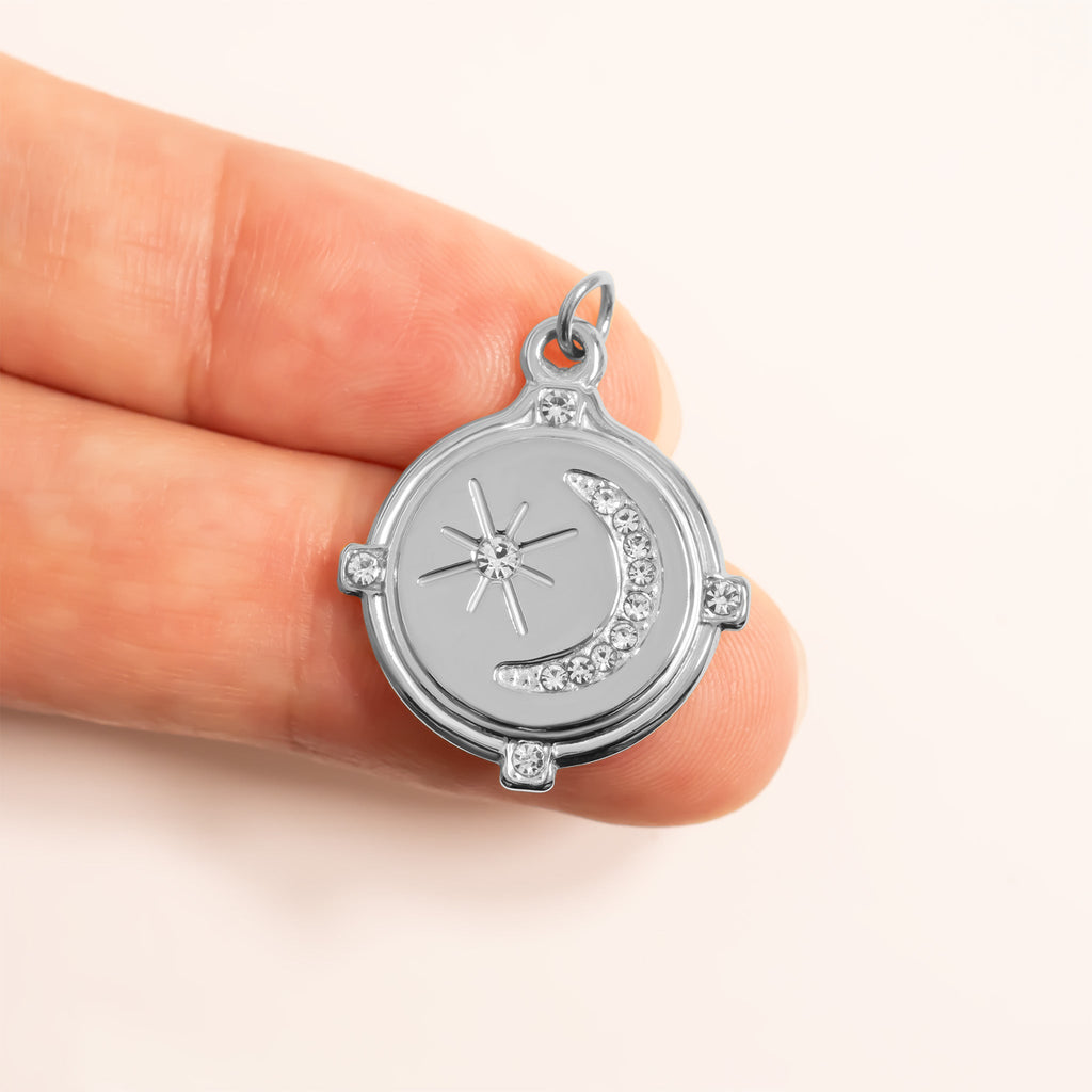 18K Gold Pendant – Moon And Star Charm | Celestial Layering Jewelry