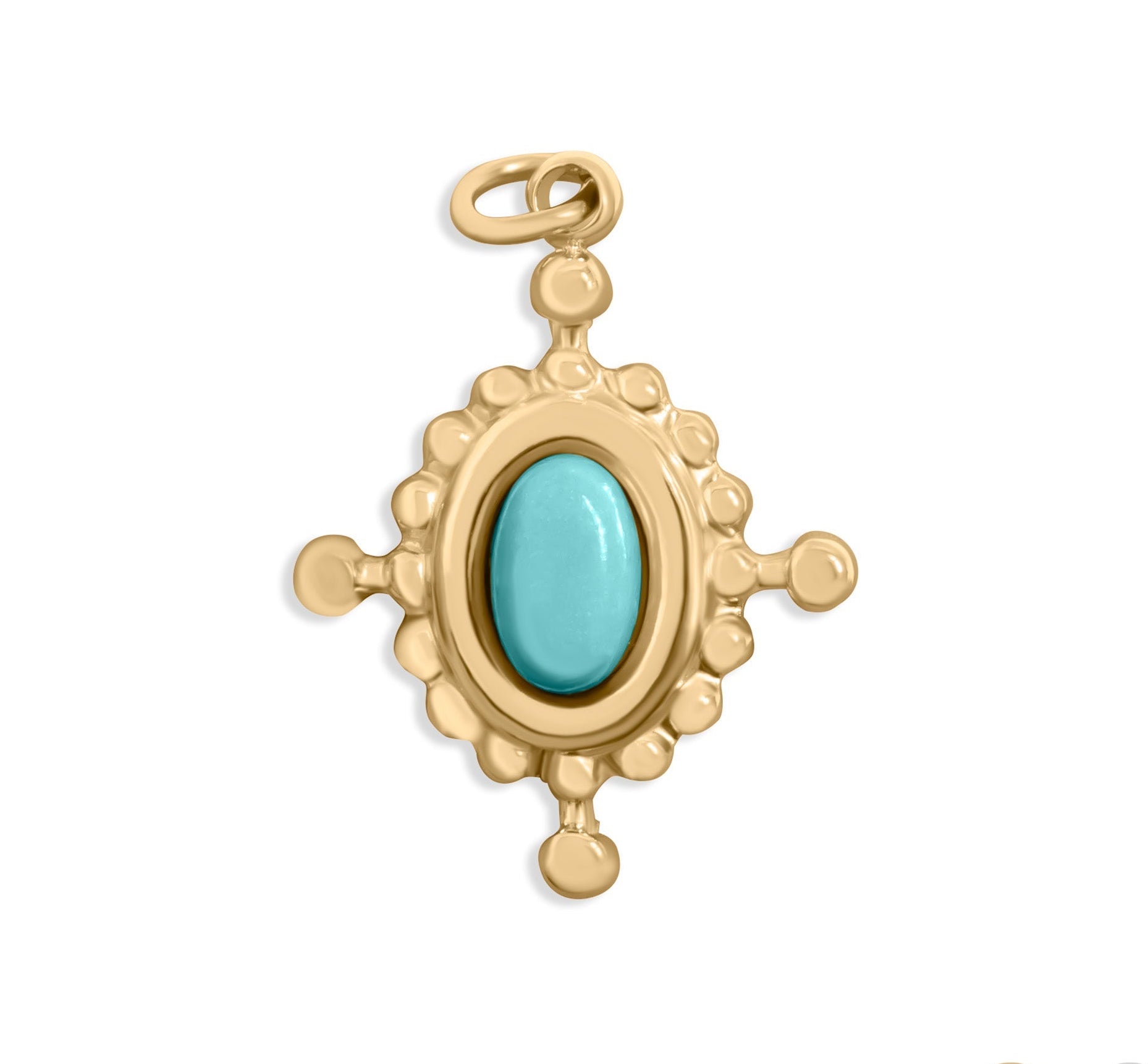 Gold Compass Charm – 18K Gold Jewelry Travel Inspired Pendant with Turquoise