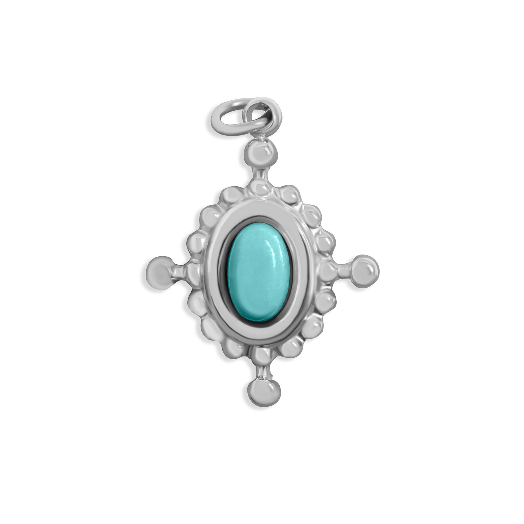 Gold Compass Charm – 18K Gold Jewelry Travel Inspired Pendant with Turquoise