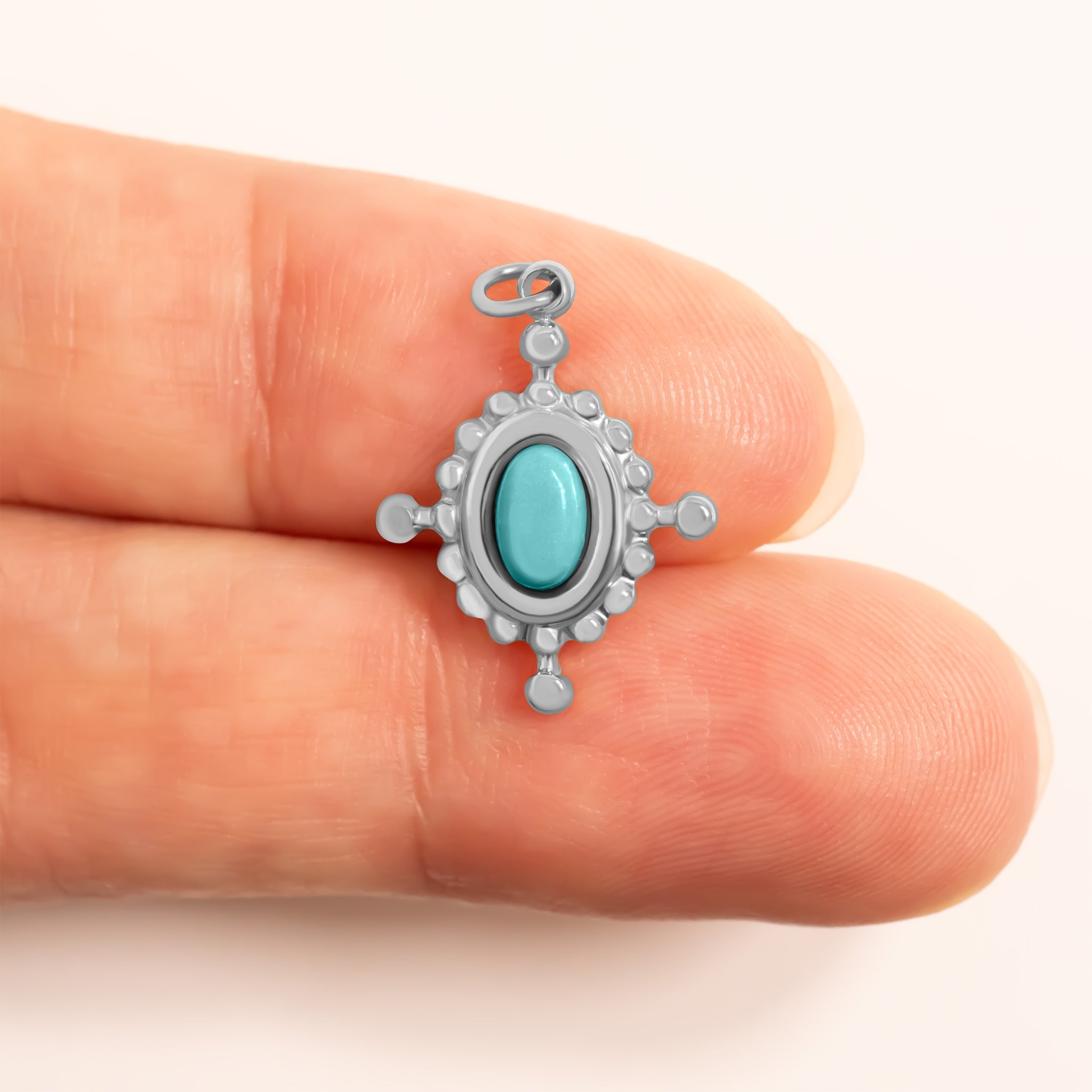 Gold Compass Charm – 18K Gold Jewelry Travel Inspired Pendant with Turquoise