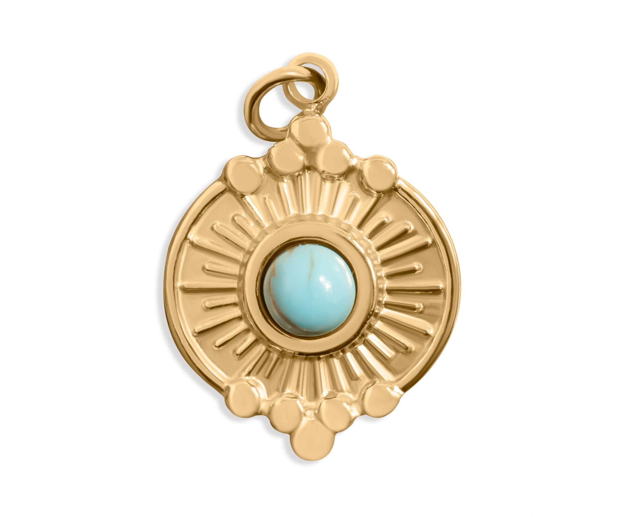 Turquoise Oval Charm – 18K Gold Stainless Steel Hypoallergenic Jewelry Bracelet
