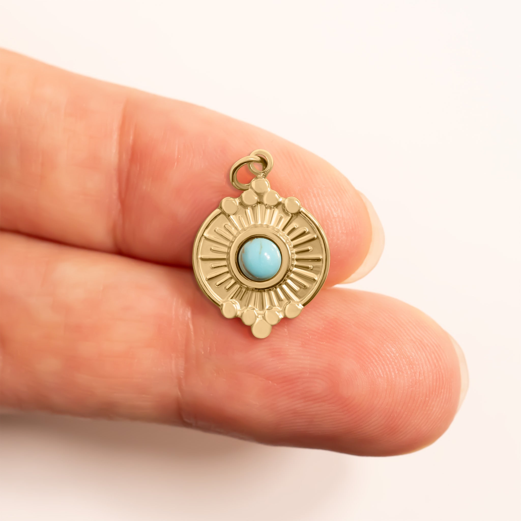 Turquoise Oval Charm – 18K Gold Stainless Steel Hypoallergenic Jewelry Bracelet