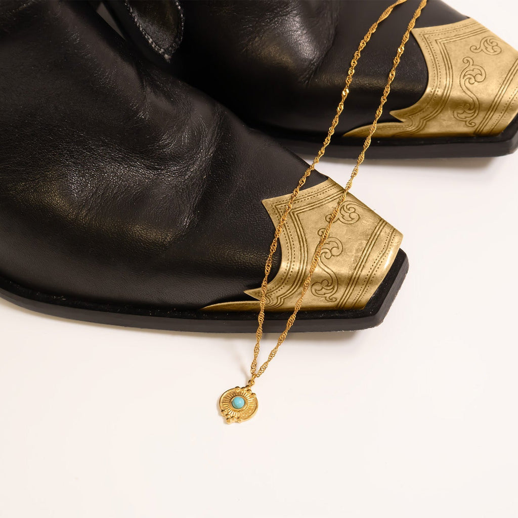 Turquoise Oval Charm – 18K Gold Stainless Steel Hypoallergenic Jewelry Bracelet