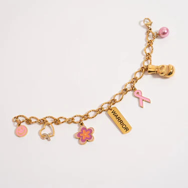 18K Gold PVD Stainless Steel Pink Pearl Charm